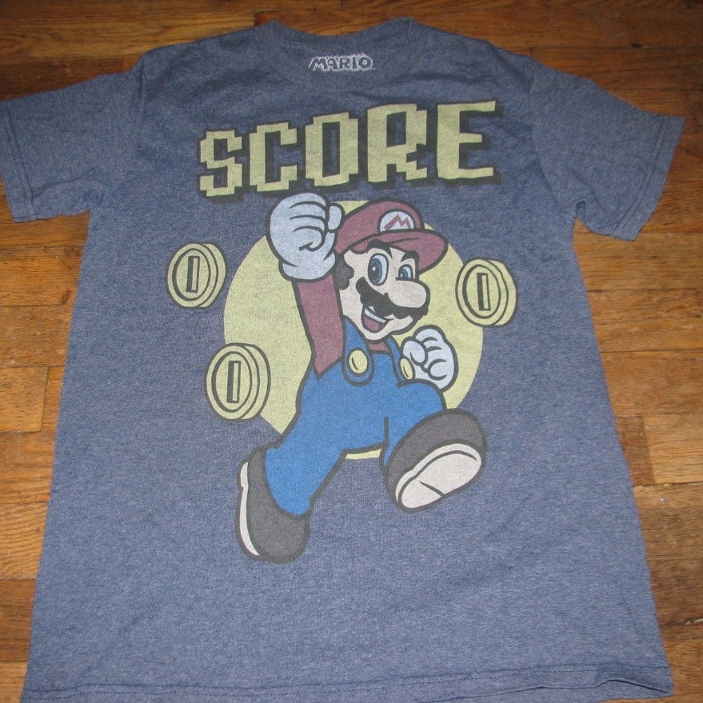 Mens size small super Mario blue shirt